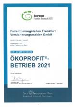 Fairsicherungsladen Frankfurt Urkunde Ökoprofit